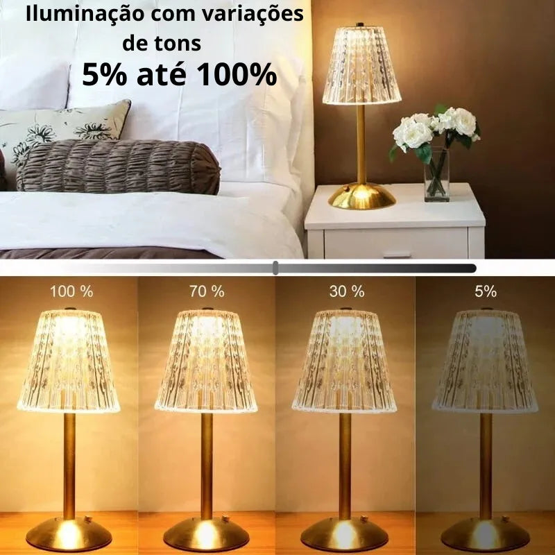 Luminária De Mesa Abajur Sem Fio Touch - Aura