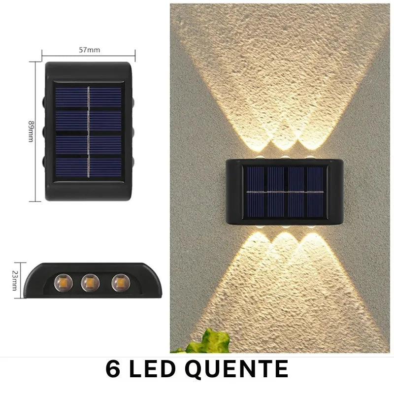 Arandela Solar de Parede Externa – Iluminação Dupla - TEX