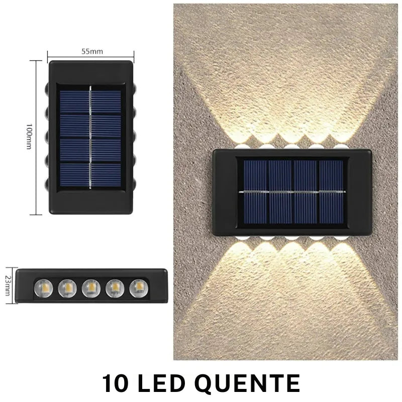Arandela Solar de Parede Externa – Iluminação Dupla - TEX