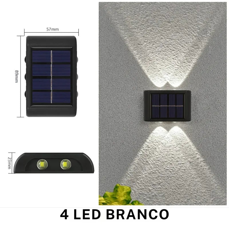 Arandela Solar de Parede Externa – Iluminação Dupla - TEX