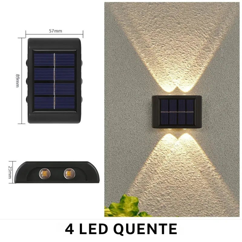 Arandela Solar de Parede Externa – Iluminação Dupla - TEX
