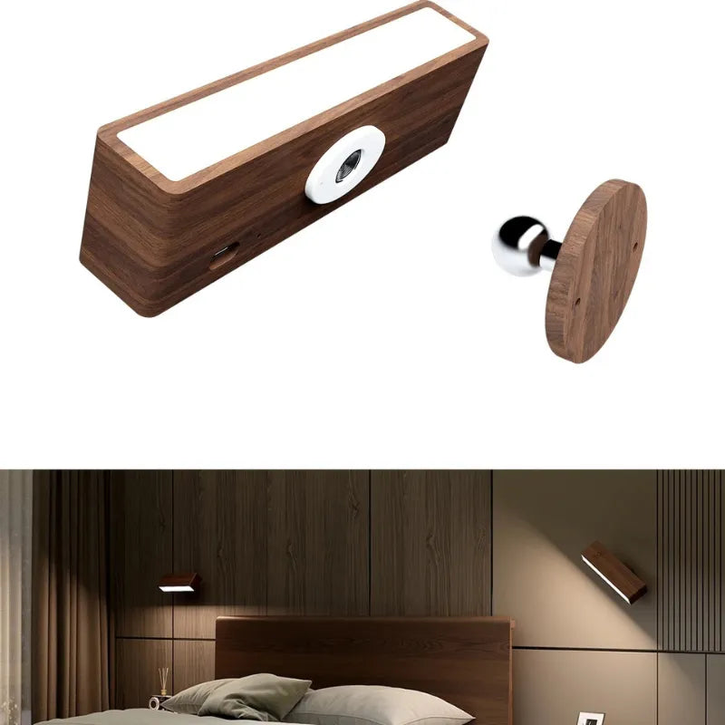 Luminária De Parede Arandela Sem Fio Rotativa WoodMag