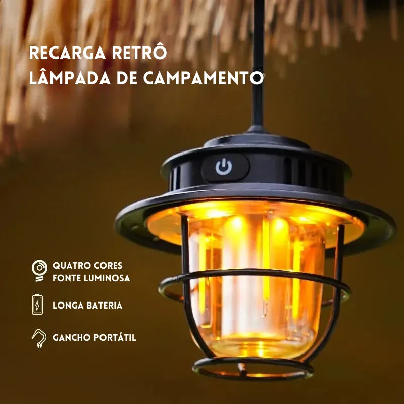 Luminária Lanterna Sem Fio Retro - Acampamento - Luz Light