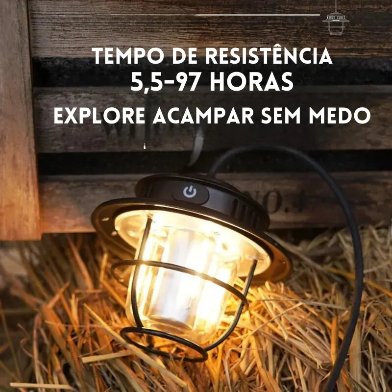 Luminária Lanterna Sem Fio Retro - Acampamento - Luz Light