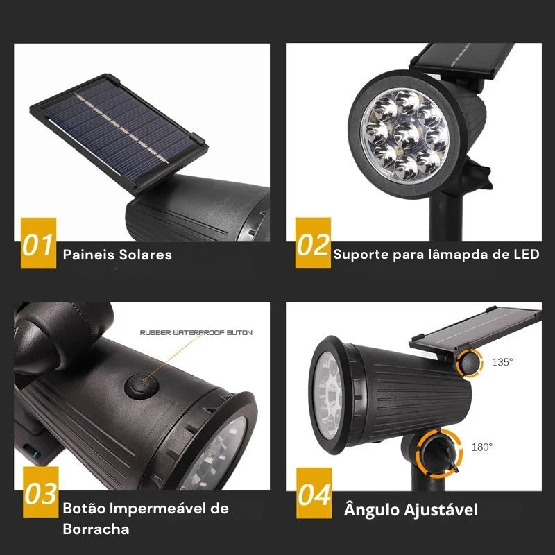 Luminária Solar Espeto para Jardim Com Brilho Ajustável - IP65 à prova d'água - EcoBeam