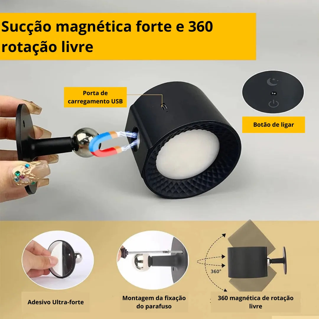 Arandela de Parede Sem Fio 360º rotativa USB Lin