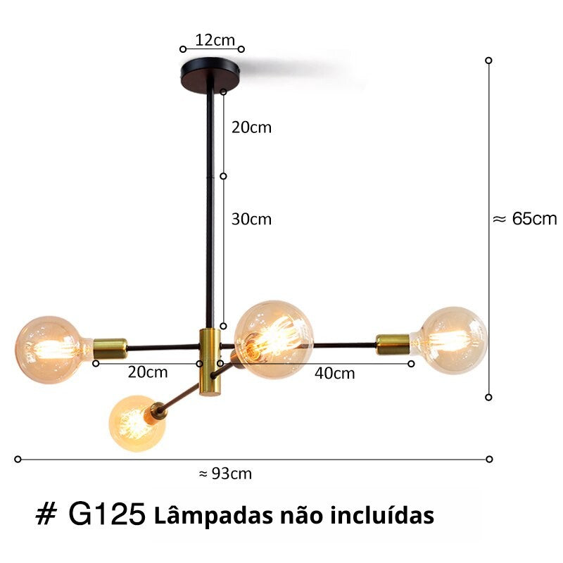 Lustre Minimalista Nordic com Haste Sputnik
