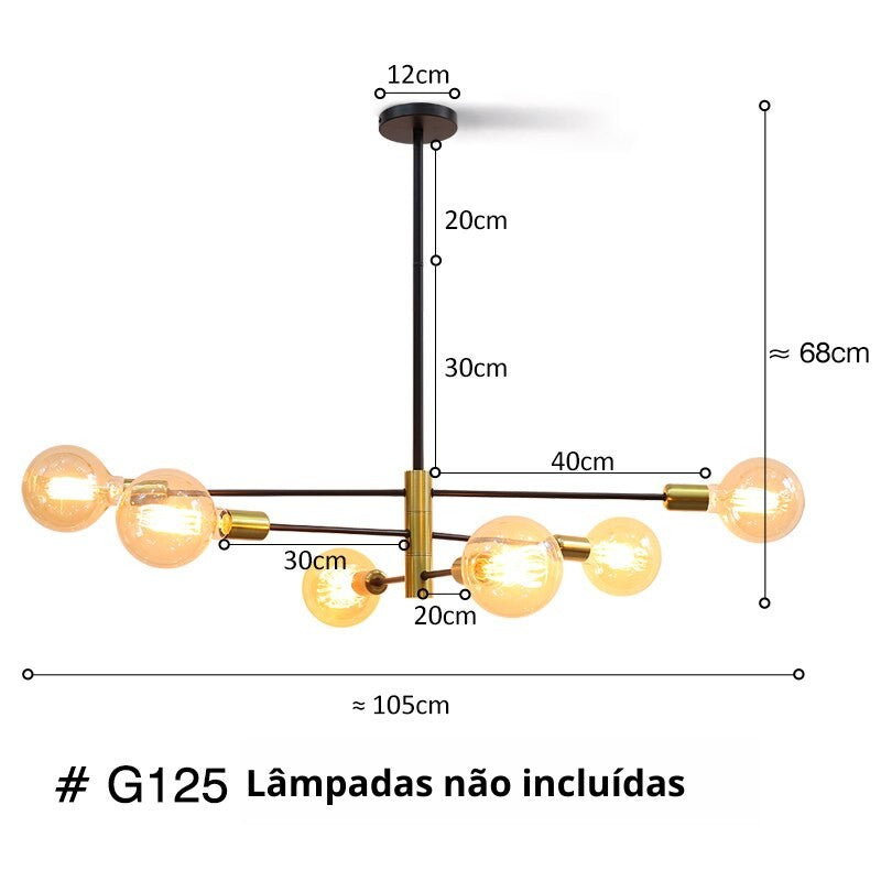 Lustre Minimalista Nordic com Haste Sputnik