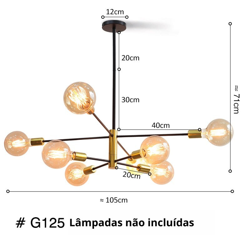 Lustre Minimalista Nordic com Haste Sputnik