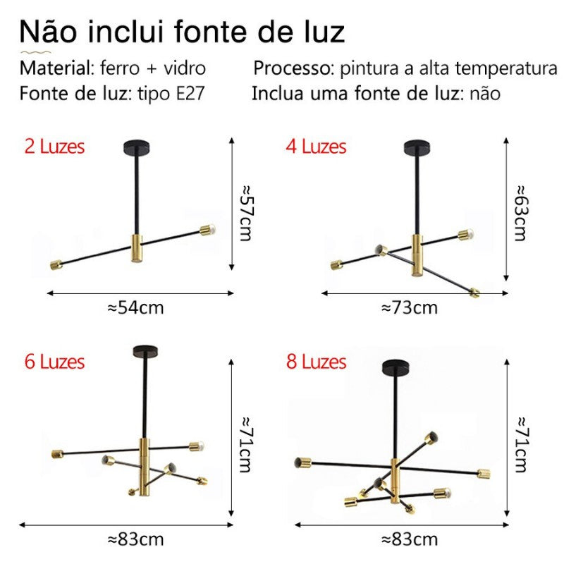 Lustre Minimalista Nordic com Haste Sputnik