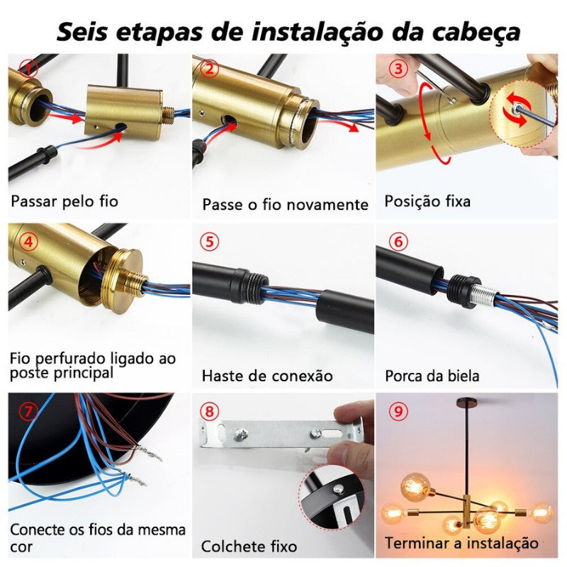 Lustre Minimalista Nordic com Haste Sputnik