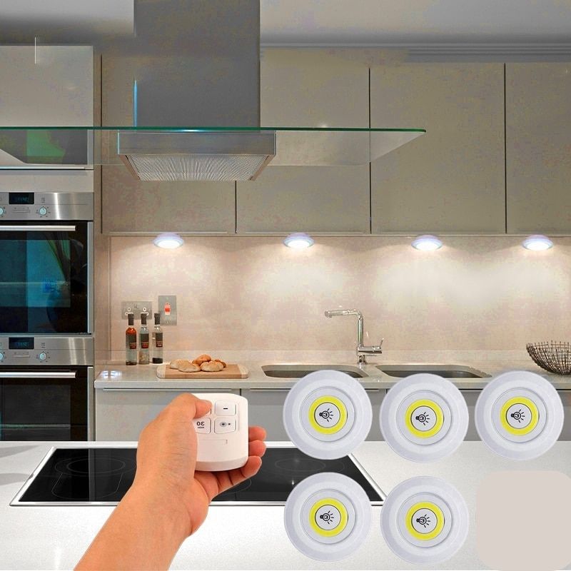 Kit com 5 lâmpadas Sem Fio adesiva com controle remoto