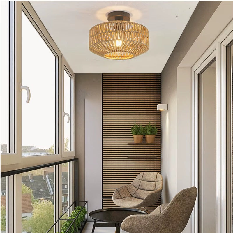 Plafon Luminária Rattan - E27