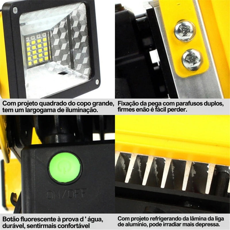 Refletor de LED recarregável - IP65