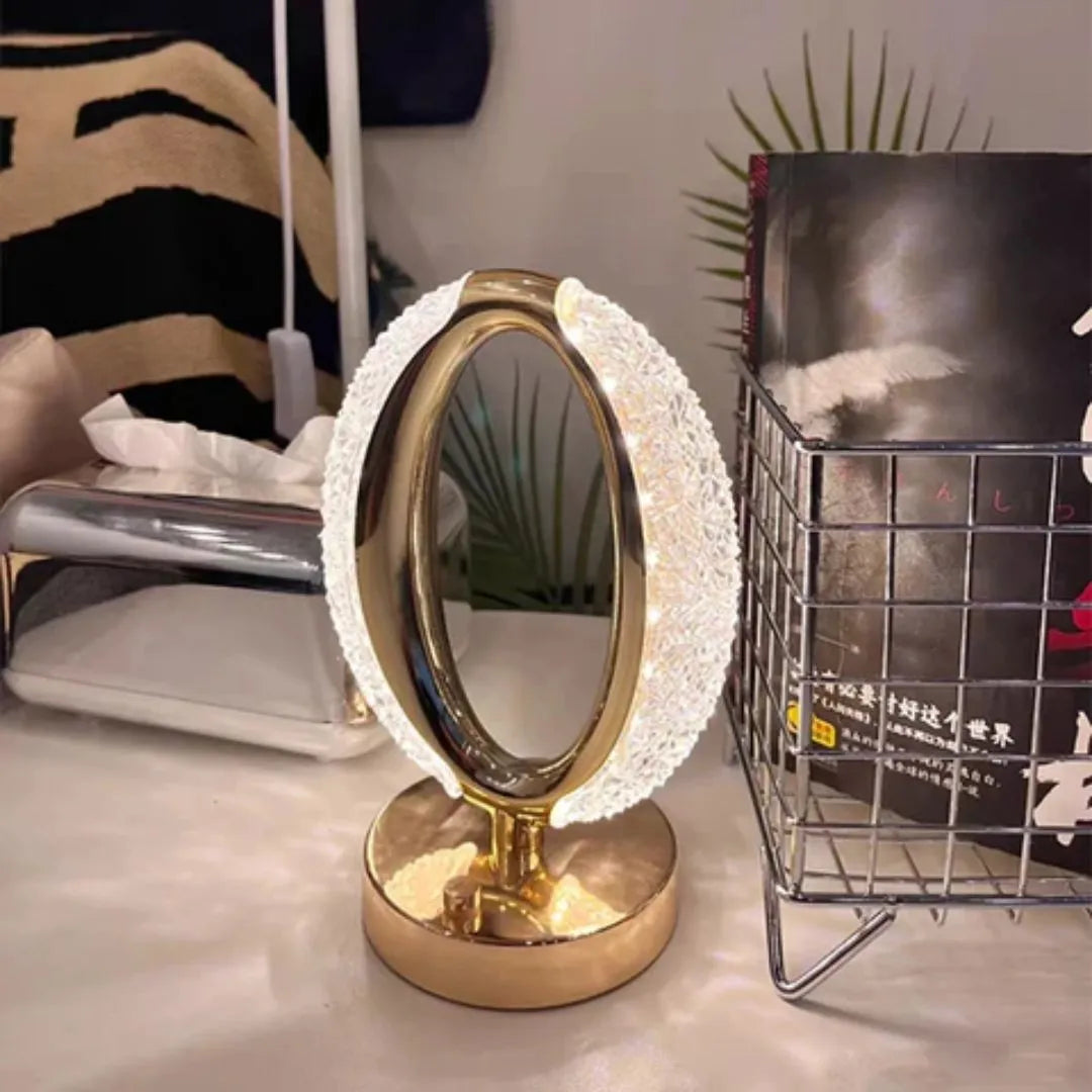 Luminária Mesa Abajur Cristal Oval - Touch para acender - Recarregável