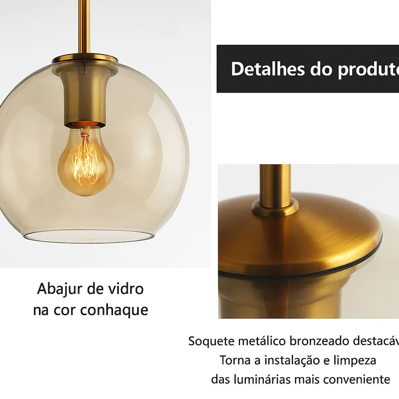 Pendente globo vidro 25