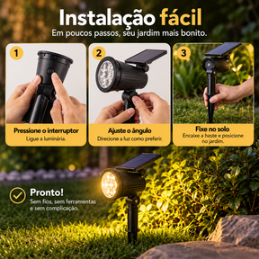 Luminária Solar Espeto para Jardim Com Brilho Ajustável  - IP65 à prova d'água -  EcoBeam