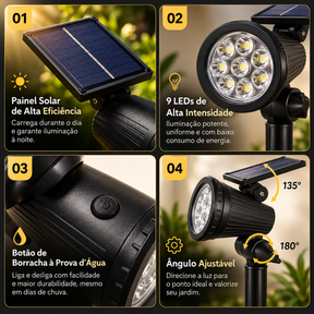 Luminária Solar Espeto para Jardim Com Brilho Ajustável  - IP65 à prova d'água -  EcoBeam