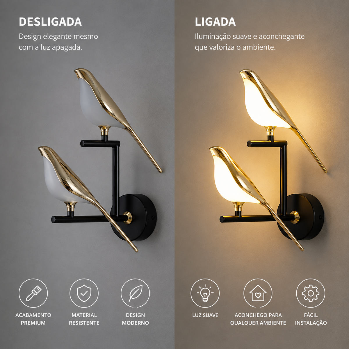 Arandela  Minimalista Pássaro - LED