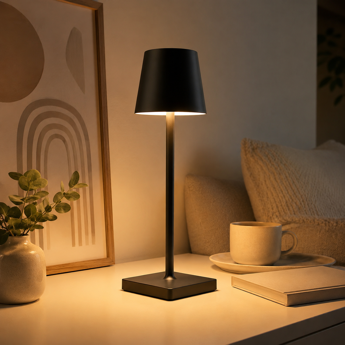 Luminária De Mesa Abajur Sem Fio Touch Elegance
