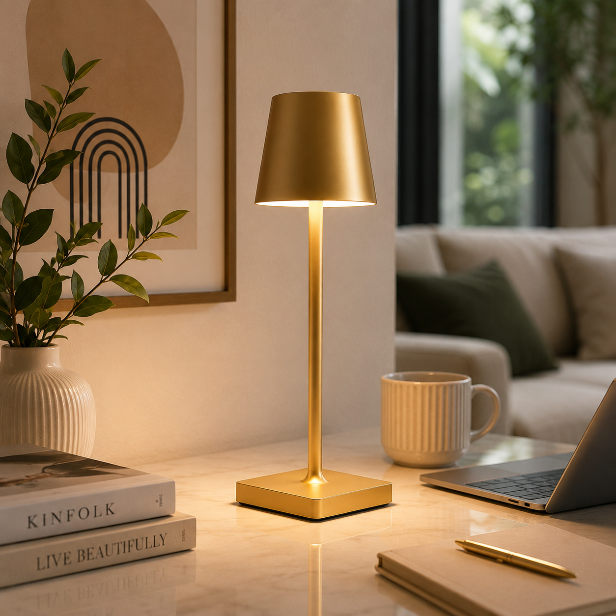 Luminária De Mesa Abajur Sem Fio Touch Elegance