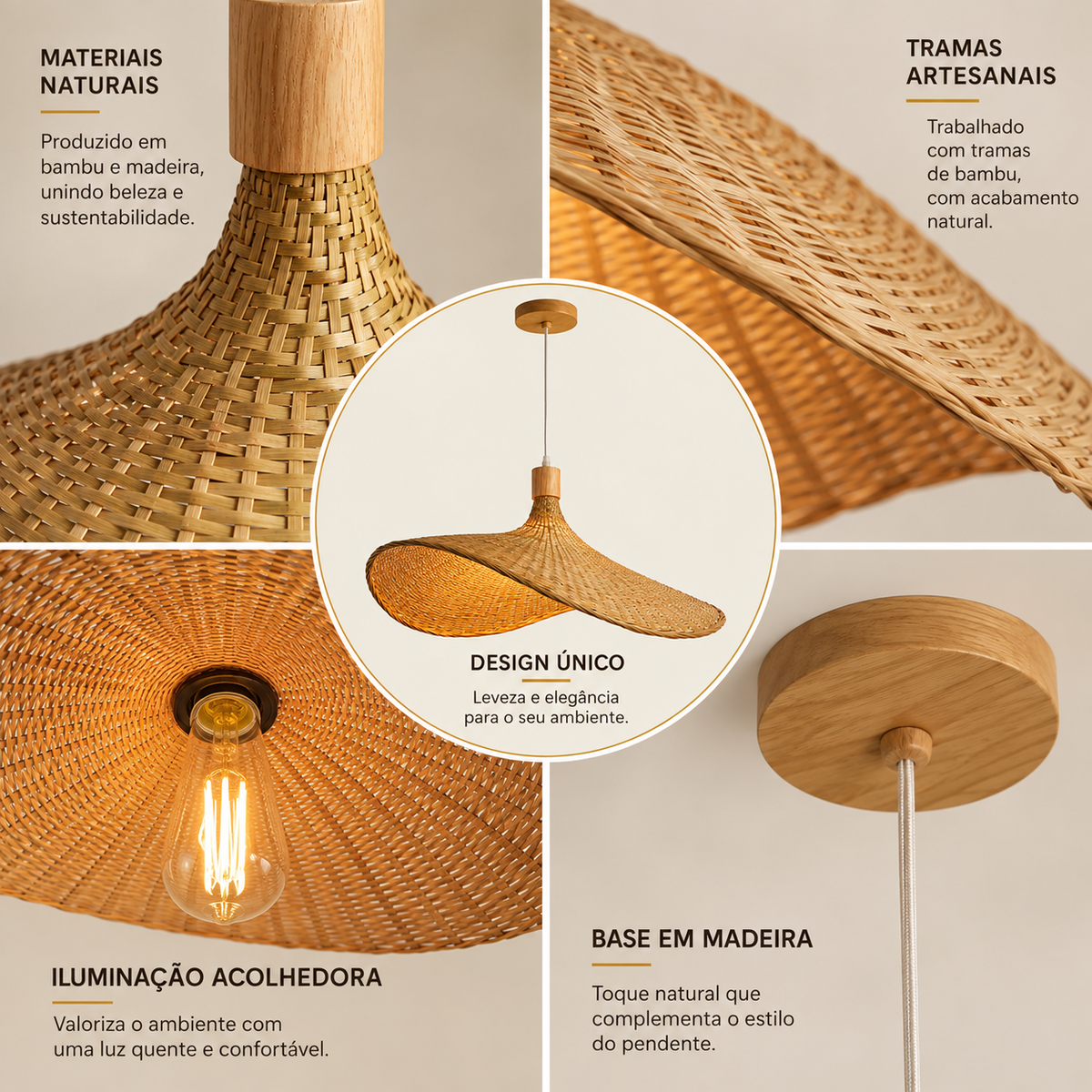 Pendente de Bambu Palha Knit