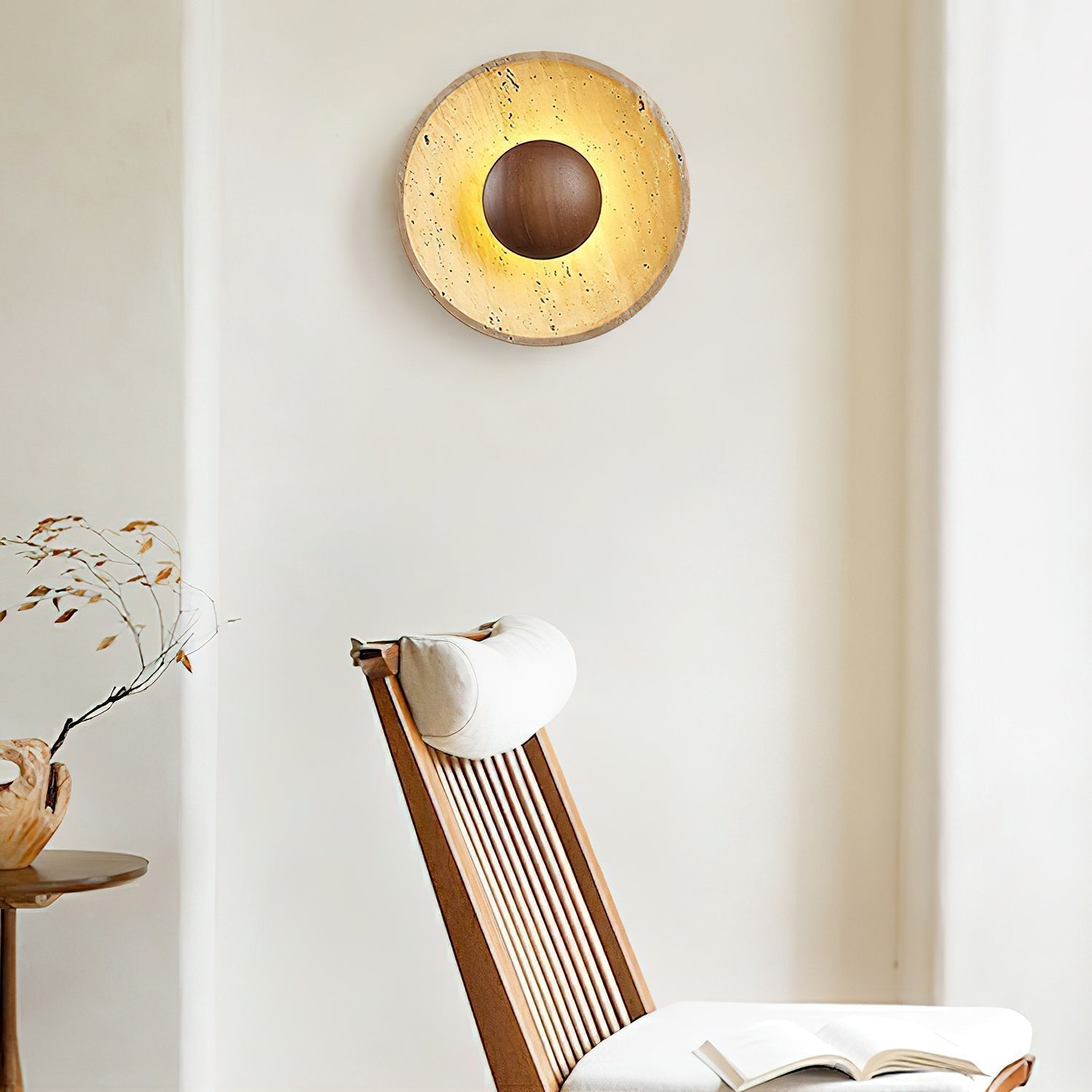 Aveny Arandela de Parede Sun em Travertino - detalhe 2