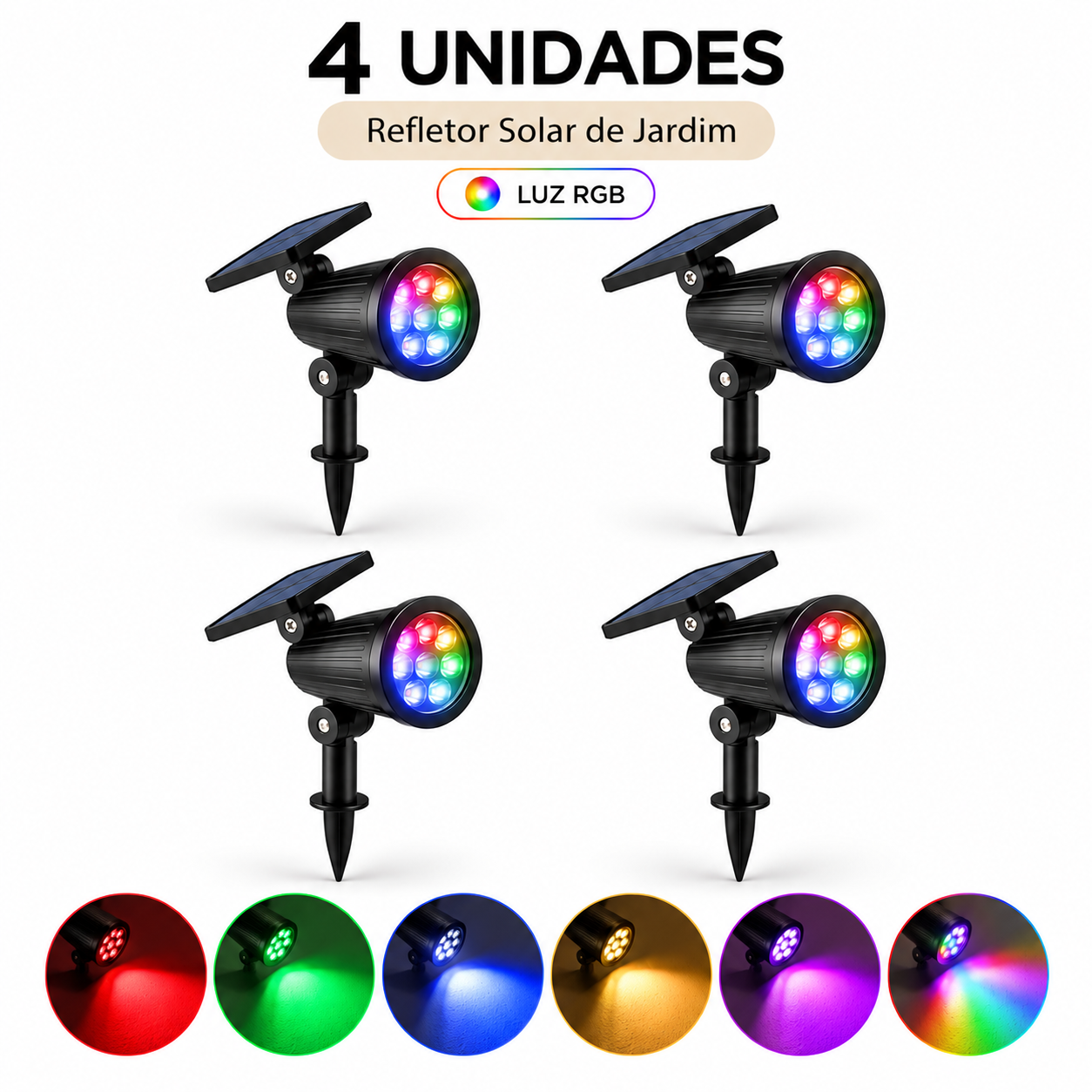 Luminária Solar Espeto para Jardim Com Brilho Ajustável  - IP65 à prova d'água -  EcoBeam