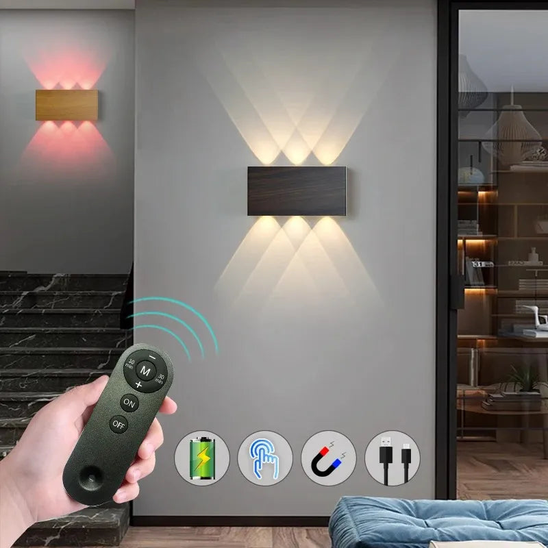 Arandela de Parede Touch Recarregável  e Controle Remoto – 3 Cores