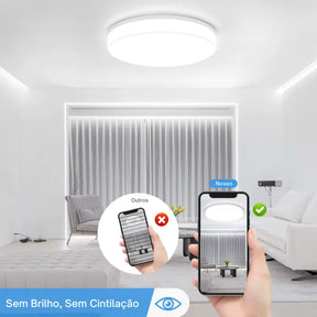 Luminária Plafon de Teto  Redondo Ultrafino – 3 Tons de Luz – IRALAN
