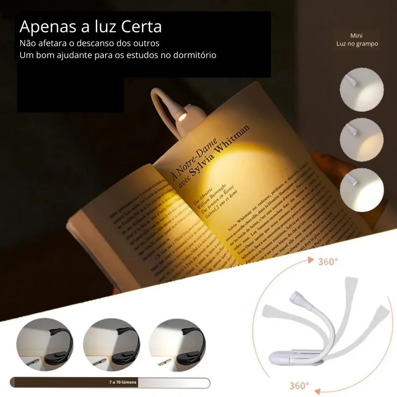 Luminária De Leitura Com Clip Recarregável - EEY