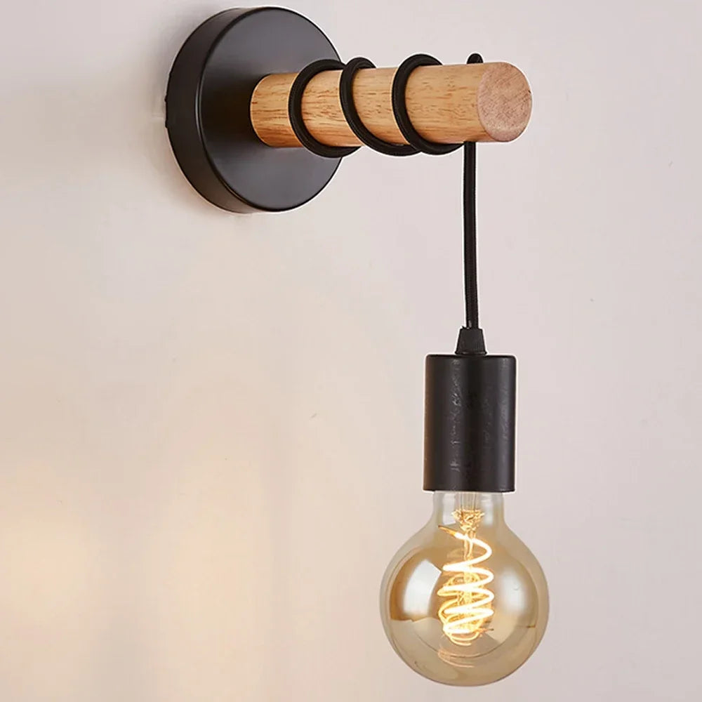 Arandela Retro Wood Wall