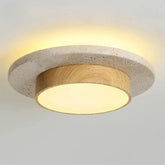 Luminária de Teto Redonda de Pedra Travertino  D22cm
