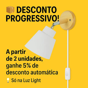Arandela de parede Wood Nordic com Interruptor e tomada
