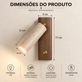 Arandela de Parede  Cilíndrica em Travertino Pedra - 67