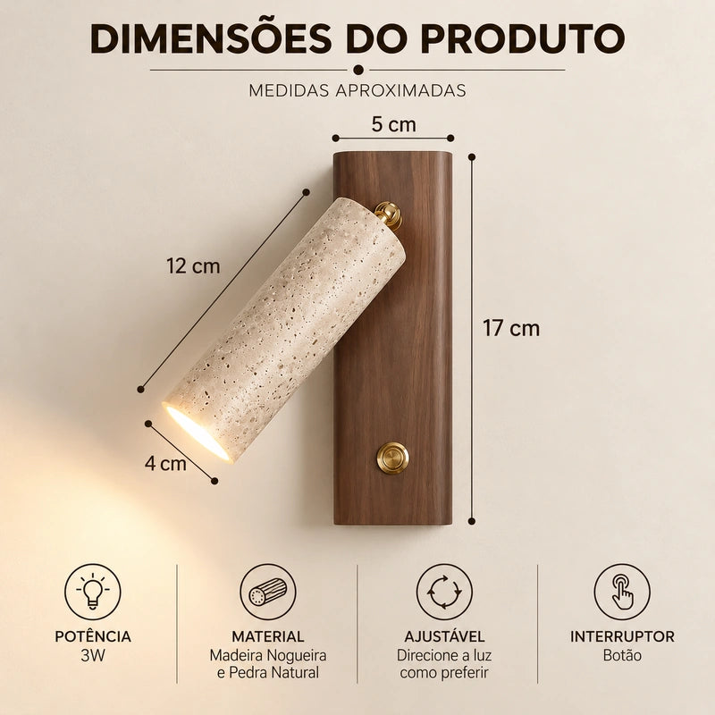 Arandela de Parede  Cilíndrica em Travertino Pedra - 67