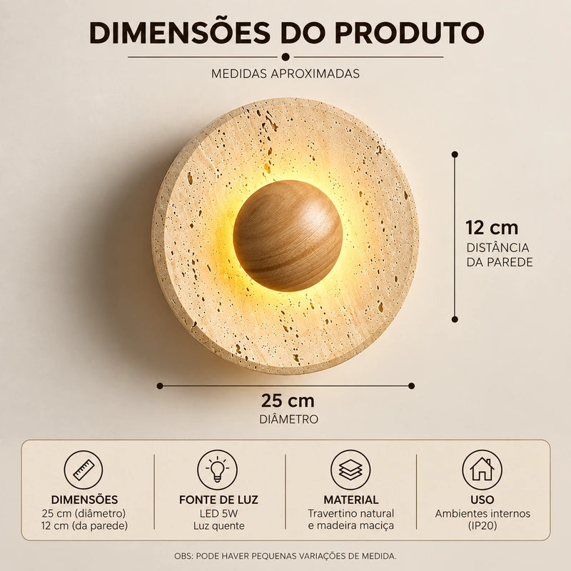 Arandela de Parede em Pedra Sol Travertino - 66