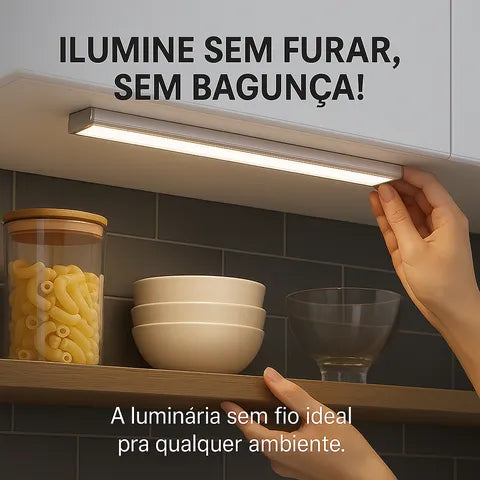 Luminária Sem fio Magnética - Recarregável USB  - Slim Motion