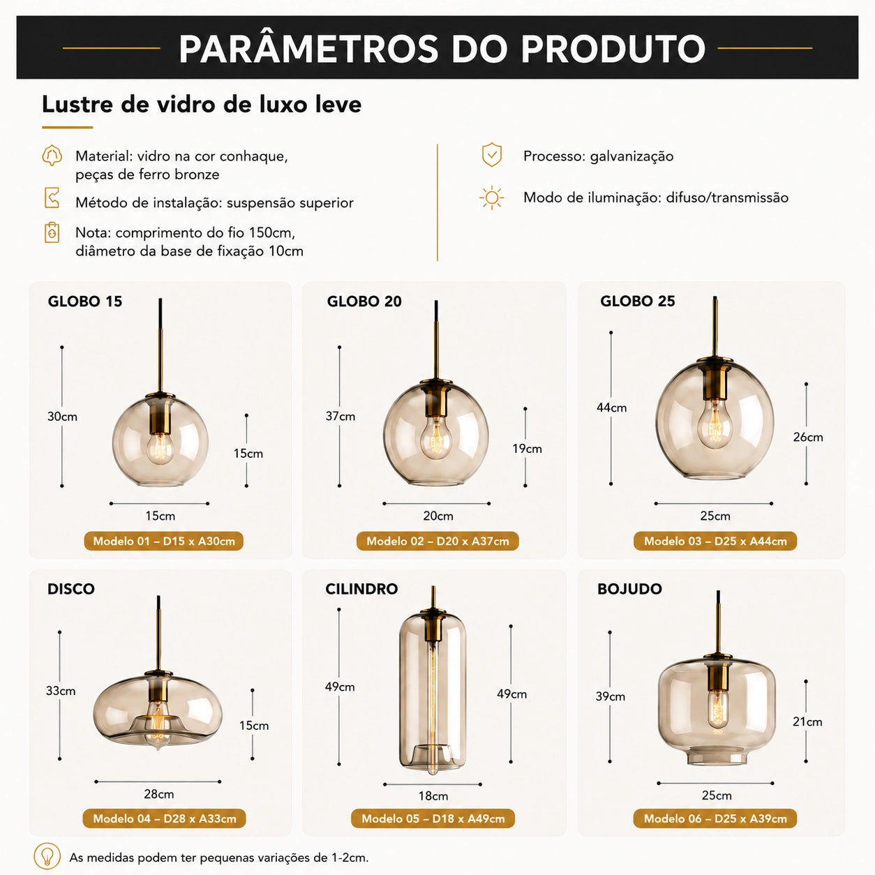 Pendente globo vidro  25