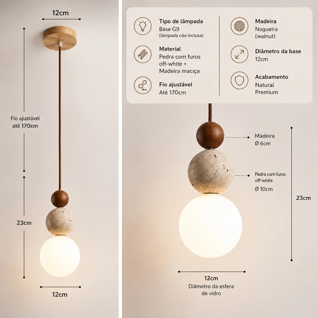 Pendente Ball Pedra - 45